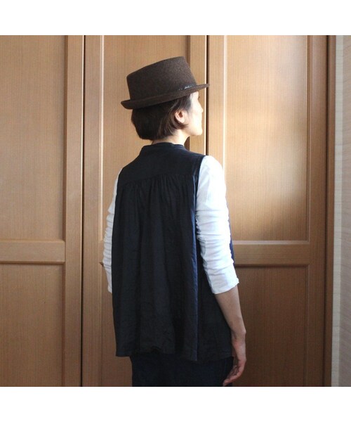 Handmade(ハンドメイド)の「リネンギャザーノースリーブブラウス(シャツ/ブラウス・レディース・その他)」の8枚目の写真