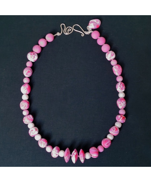 Handmade ハンドメイド の 手作りビーズネックレス ピンクキャンディ ネックレス Wear