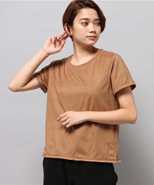 FREDY&GLOSTER(フレディアンドグロスター)の「ビーガンスエードプルオーバー(Tシャツ/カットソー・レディース・キナリ/キャメル・38)」の16枚目の写真