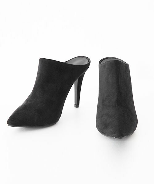 DHOLIC（ディーホリック）の「スエード調ハイヒールミュール（ブーティ・レディース・ベージュ/ブラック・225/230/235/240/245）」の2枚目の写真