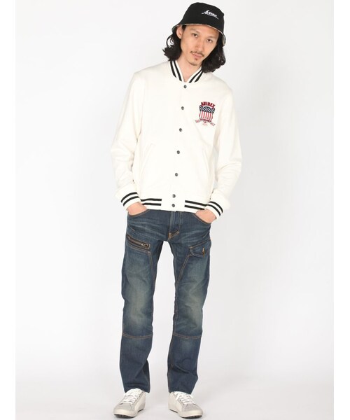 AVIREX（アヴィレックス）の「AVIREX/avirex/アヴィレックス/ SIGNATURE VARSITY SWEAT JACKET/ シグネチャー ヴァーシティー スウェット ジャケット（ジャケット/アウター・メンズ・OFF/WHITE/BLACK/NAVY・M/L/XL/XXL）」の7枚目の写真