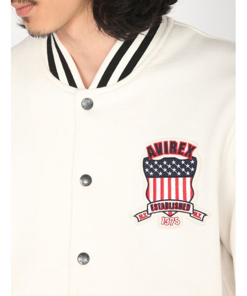 AVIREX（アヴィレックス）の「AVIREX/avirex/アヴィレックス/ SIGNATURE VARSITY SWEAT JACKET/ シグネチャー ヴァーシティー スウェット ジャケット（ジャケット/アウター・メンズ・OFF/WHITE/BLACK/NAVY・M/L/XL/XXL）」の4枚目の写真