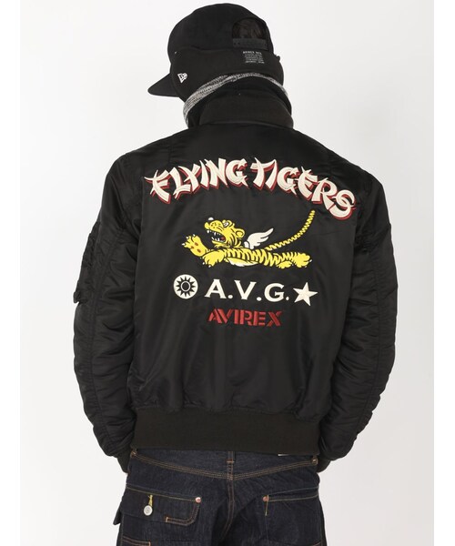 AVIREX(アヴィレックス)の「AVIREX/avirex/アヴィレックス/ FLYNG TIGER MA-1 / フライングタイガーMA-1(ジャケット/アウター・メンズ・BLACK/SAGE・M/L/XL/XXL)」の3枚目の写真