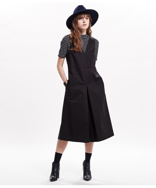 LE JUN（ルジュン）の「ツイルVネックサロペット（ワンピース/ドレス・レディース・ブラック/カーキ・F）」の4枚目の写真