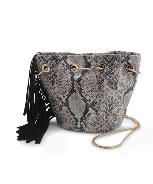 ADAM ET ROPE'（アダムエロペ）の「パイソンチェーンショルダーバッグ（バッグ・レディース・ブラック/ダークブラウン・M）」の2枚目の写真