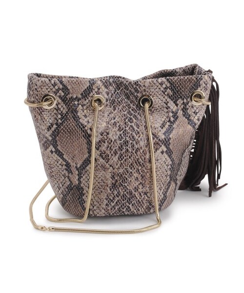 ADAM ET ROPE'（アダムエロペ）の「パイソンチェーンショルダーバッグ（バッグ・レディース・ブラック/ダークブラウン・M）」の5枚目の写真