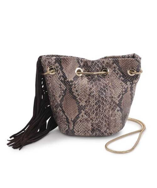 ADAM ET ROPE'（アダムエロペ）の「パイソンチェーンショルダーバッグ（バッグ・レディース・ブラック/ダークブラウン・M）」の3枚目の写真