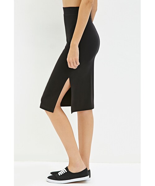 FOREVER 21（フォーエバー トゥエンティーワン）の「ストレッチニットミディスカート（スカート・レディース・BLACK/OLIVE・Small/Medium/Large）」の2枚目の写真