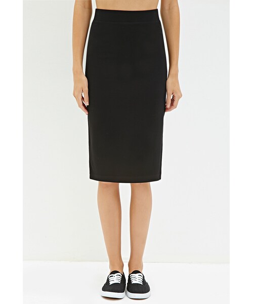 FOREVER 21（フォーエバー トゥエンティーワン）の「ストレッチニットミディスカート（スカート・レディース・BLACK/OLIVE・Small/Medium/Large）」の4枚目の写真