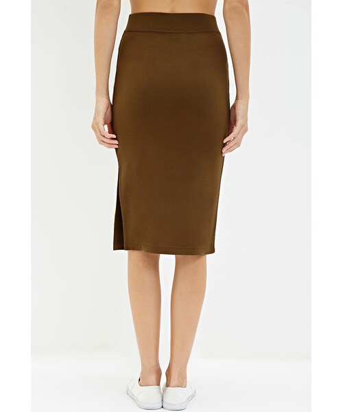 FOREVER 21（フォーエバー トゥエンティーワン）の「ストレッチニットミディスカート（スカート・レディース・BLACK/OLIVE・Small/Medium/Large）」の7枚目の写真