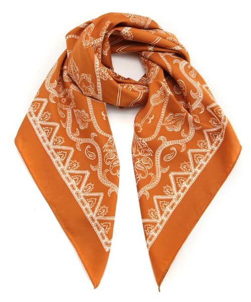 ADAM ET ROPE'（アダムエロペ）の「バンダナストール（ファッション雑貨・レディース・キャメル/ネイビー・M）」の2枚目の写真
