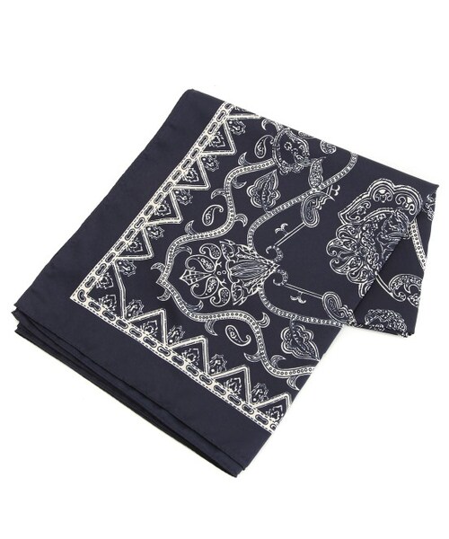 ADAM ET ROPE'（アダムエロペ）の「バンダナストール（ファッション雑貨・レディース・キャメル/ネイビー・M）」の4枚目の写真