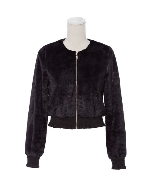 mon Lily（モンリリィ）の「フリルシャーリングファーブルゾン（ジャケット/アウター・レディース・ホワイト/ピンク/ブラック・M/L）」の2枚目の写真