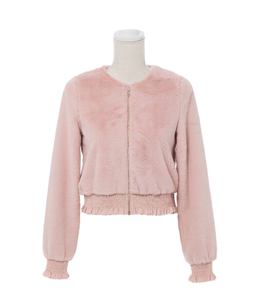 mon Lily（モンリリィ）の「フリルシャーリングファーブルゾン（ジャケット/アウター・レディース・ホワイト/ピンク/ブラック・M/L）」の3枚目の写真