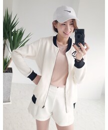 mooncat | 色滾邊棒球外套色(ジャケット/アウター)