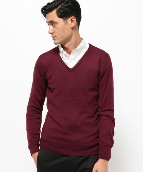 wjk 1 mile(ダブルジェイケイワンマイル)の「wjk/ダヴルジェイケイ/アンゴラ混 Vネックニット(ニット/セーター・メンズ・ブラック/グレー/ネイビー/バーガンディー・MEDIUM/SMALL/LARGE)」の16枚目の写真