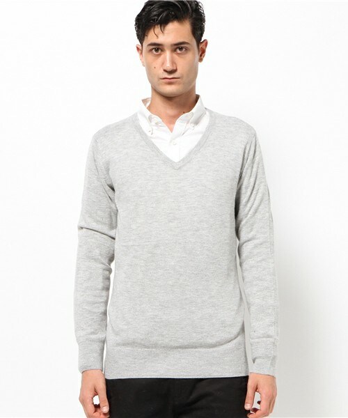 wjk 1 mile(ダブルジェイケイワンマイル)の「wjk/ダヴルジェイケイ/アンゴラ混 Vネックニット(ニット/セーター・メンズ・ブラック/グレー/ネイビー/バーガンディー・MEDIUM/SMALL/LARGE)」の5枚目の写真