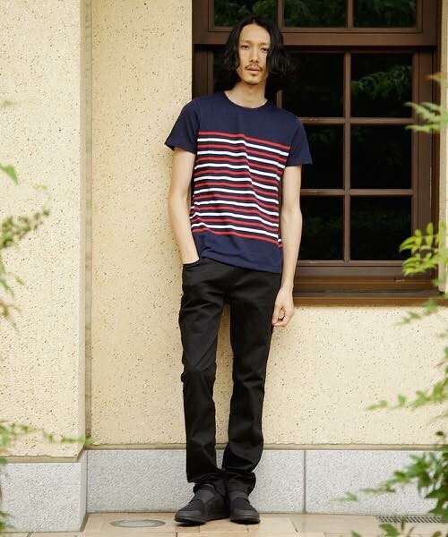 wjk 1 mile（ダブルジェイケイワンマイル）の「wjk/ダヴルジェイケイ/バスクボーダー プレミアム半袖Ｔ（Tシャツ/カットソー・メンズ・ホワイト×グレー/ホワイト×ブルー/ホワイト×レッド/ネイビー・SMALL/MEDIUM/LARGE/X-LARGE）」の19枚目の写真