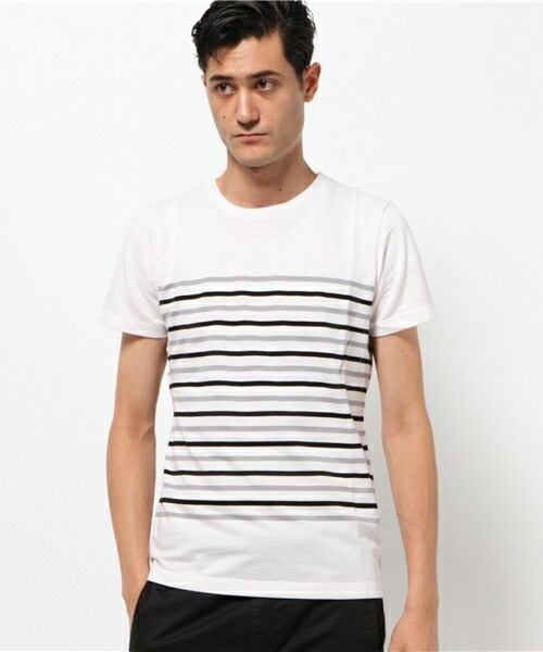 wjk 1 mile（ダブルジェイケイワンマイル）の「wjk/ダヴルジェイケイ/バスクボーダー プレミアム半袖Ｔ（Tシャツ/カットソー・メンズ・ホワイト×グレー/ホワイト×ブルー/ホワイト×レッド/ネイビー・SMALL/MEDIUM/LARGE/X-LARGE）」の15枚目の写真