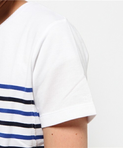 wjk 1 mile（ダブルジェイケイワンマイル）の「wjk/ダヴルジェイケイ/バスクボーダー プレミアム半袖Ｔ（Tシャツ/カットソー・メンズ・ホワイト×グレー/ホワイト×ブルー/ホワイト×レッド/ネイビー・SMALL/MEDIUM/LARGE/X-LARGE）」の10枚目の写真