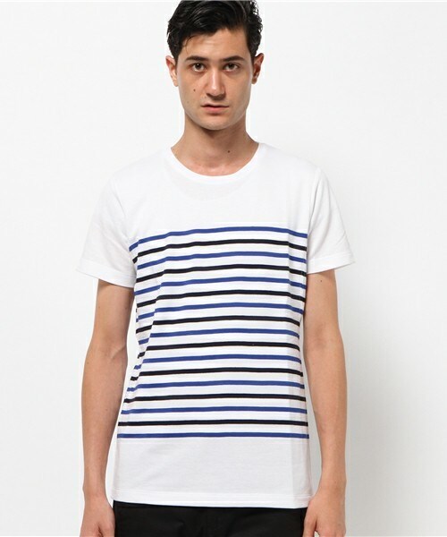 wjk 1 mile（ダブルジェイケイワンマイル）の「wjk/ダヴルジェイケイ/バスクボーダー プレミアム半袖Ｔ（Tシャツ/カットソー・メンズ・ホワイト×グレー/ホワイト×ブルー/ホワイト×レッド/ネイビー・SMALL/MEDIUM/LARGE/X-LARGE）」の5枚目の写真