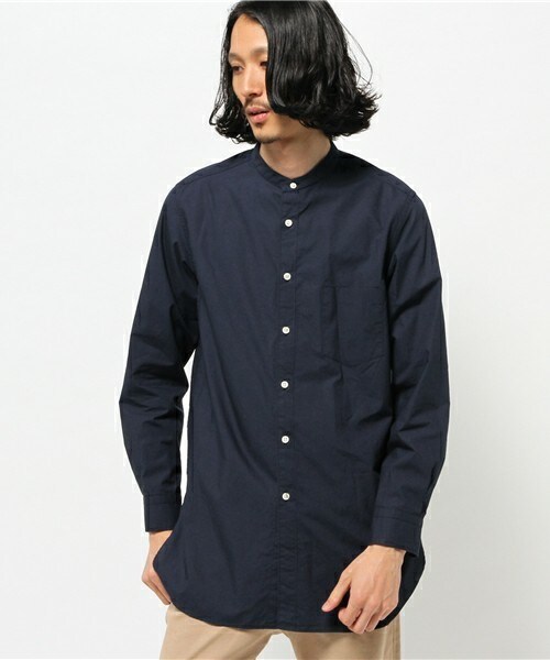 FREDY&GLOSTER（フレディアンドグロスター）の「マオカラーロングシャツ（シャツ/ブラウス・メンズ・カーキ/ネイビー・MEDIUM/LARGE）」の2枚目の写真