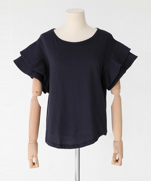 DHOLIC（ディーホリック）の「ティアードフリルスリーブトップス（Tシャツ/カットソー・レディース・アイボリー/ディープスカイブルー/ネイビー/ピンク・FREE）」の3枚目の写真