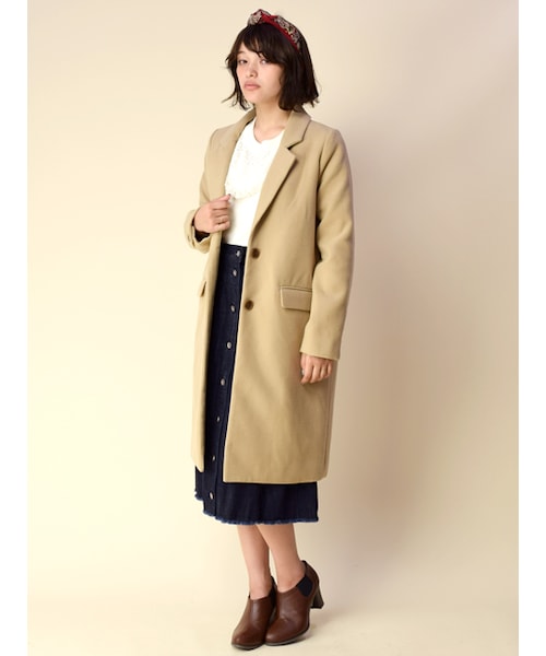 w closet（ダブルクローゼット）の「【予約】シングルチェスターコート（ジャケット/アウター・レディース・Lブルー/キャメル/グレー/ブラック・FREE）」の14枚目の写真