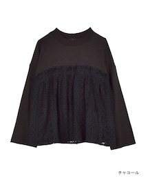 w closet | 幾何柄レースレイヤード風プルオーバー(トップス)