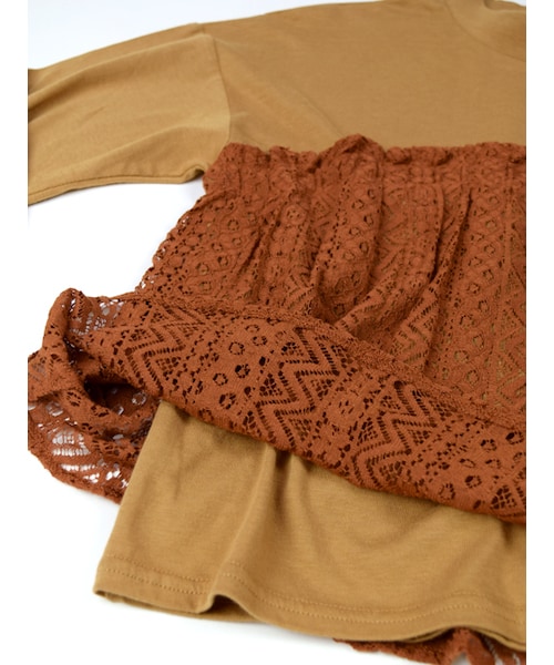 w closet（ダブルクローゼット）の「幾何柄レースレイヤード風プルオーバー（トップス・レディース・オフホワイト/キャメル/チャコール・FREE）」の8枚目の写真