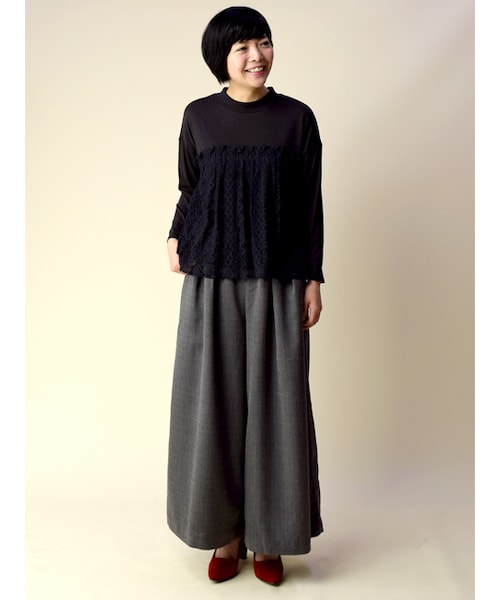 w closet（ダブルクローゼット）の「幾何柄レースレイヤード風プルオーバー（トップス・レディース・オフホワイト/キャメル/チャコール・FREE）」の9枚目の写真