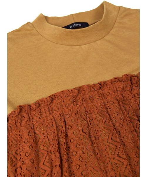 w closet（ダブルクローゼット）の「幾何柄レースレイヤード風プルオーバー（トップス・レディース・オフホワイト/キャメル/チャコール・FREE）」の7枚目の写真