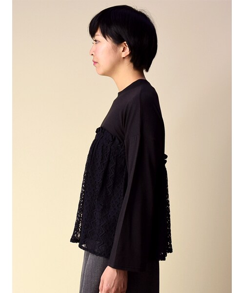 w closet（ダブルクローゼット）の「幾何柄レースレイヤード風プルオーバー（トップス・レディース・オフホワイト/キャメル/チャコール・FREE）」の5枚目の写真