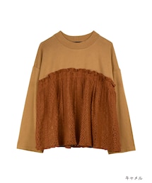 w closet | 幾何柄レースレイヤード風プルオーバー(トップス)