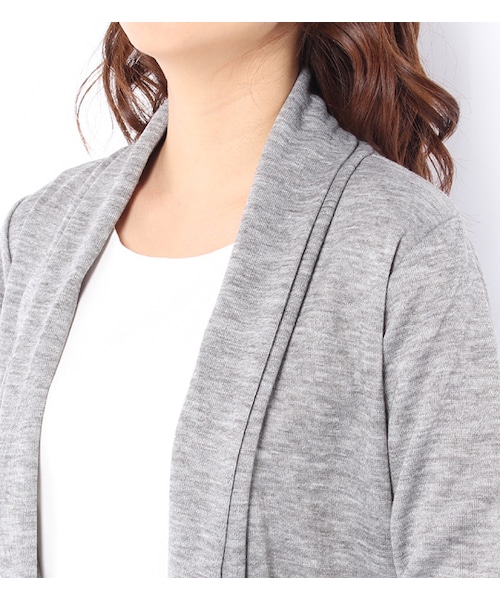 mysty woman（ミスティウーマン）の「ショールカラーロングカーディガン（トップス・レディース・グレー/カーキ/ネイビー）」の6枚目の写真