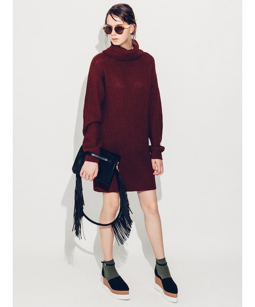 MURUA（ムルーア）の「【FEMININE】オフタートルニットワンピース（ワンピース/ドレス・レディース・ブラック/ブラウン/ライトミックス/ミックス）」の7枚目の写真