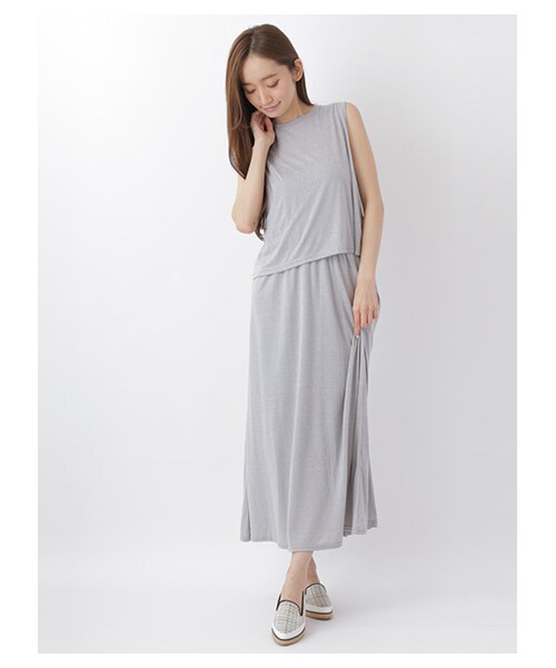 SEVENDAYS=SUNDAY(セブンデイズサンデイ)の「・TCR天竺 セットワンピース(ワンピース/ドレス・グレー/チャコールグレー/ネイビー・F)」の1枚目の写真