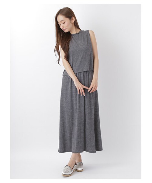 SEVENDAYS=SUNDAY(セブンデイズサンデイ)の「・TCR天竺 セットワンピース(ワンピース/ドレス・グレー/チャコールグレー/ネイビー・F)」の2枚目の写真