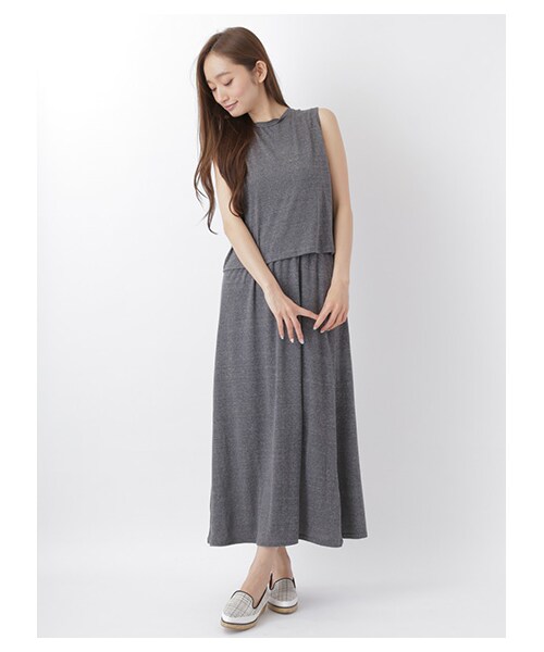 SEVENDAYS=SUNDAY(セブンデイズサンデイ)の「・TCR天竺 セットワンピース(ワンピース/ドレス・グレー/チャコールグレー/ネイビー・F)」の4枚目の写真
