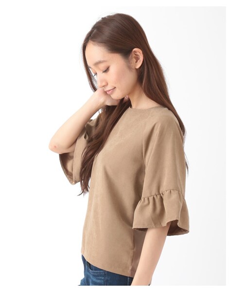 E hyphen world gallery(イーハイフンワールドギャラリー)の「・7Sフロント異素材切替バックジッププルオーバー(トップス・ブラック/ベージュ/ネイビー・F)」の5枚目の写真