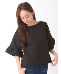 E hyphen world gallery | ・7Sフロント異素材切替バックジッププルオーバー(トップス)