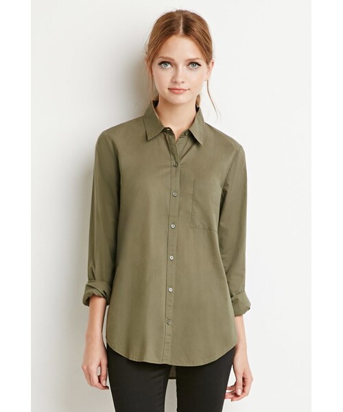 FOREVER 21（フォーエバー トゥエンティーワン）の「FOREVER 21 Classic Woven Shirt（シャツ/ブラウス・レディース・Blue/Green/White・Small/Medium/Large）」の3枚目の写真