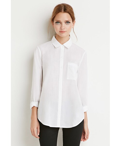 FOREVER 21（フォーエバー トゥエンティーワン）の「FOREVER 21 Classic Woven Shirt（シャツ/ブラウス・レディース・Blue/Green/White・Small/Medium/Large）」の2枚目の写真