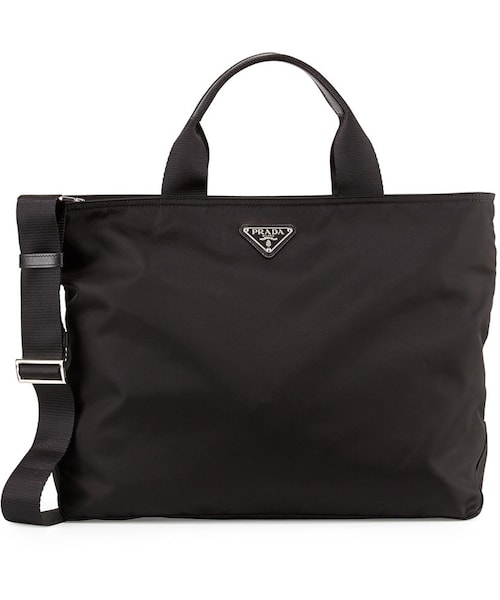 PRADA(プラダ)の「Prada Medium Double-Handle Nylon Tote Bag, Black (Nero)(トートバッグ・レディース・Black・One Size)」の1枚目の写真