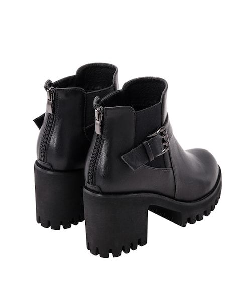 gracegift（グレースギフト）の「個性金屬釦環厚底短靴（その他・レディース・黑・35/36/37/38/39）」の4枚目の写真