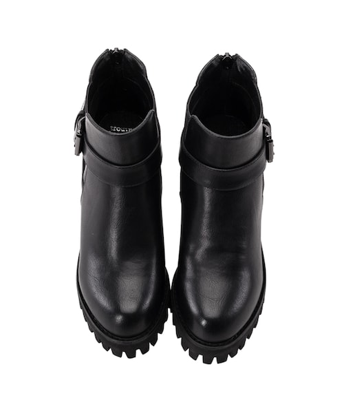 gracegift（グレースギフト）の「個性金屬釦環厚底短靴（その他・レディース・黑・35/36/37/38/39）」の3枚目の写真