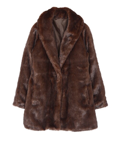 EVRIS（エヴリス）の「ビッグショールロングコート（ジャケット/アウター・レディース・ブラック/ブラウン/ベージュ）」の2枚目の写真