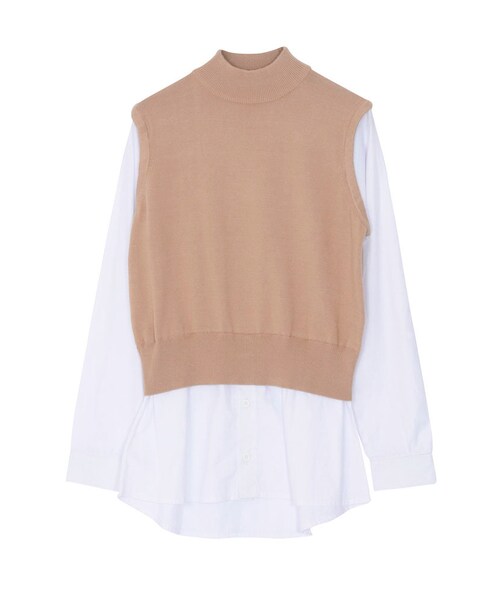 MURUA（ムルーア）の「【CASUAL】ニットベストレイヤードトップス（トップス・レディース・グレー/ブラック/キャメル）」の3枚目の写真