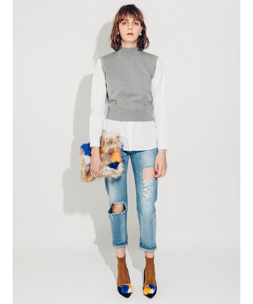 MURUA（ムルーア）の「【CASUAL】ニットベストレイヤードトップス（トップス・レディース・グレー/ブラック/キャメル）」の4枚目の写真