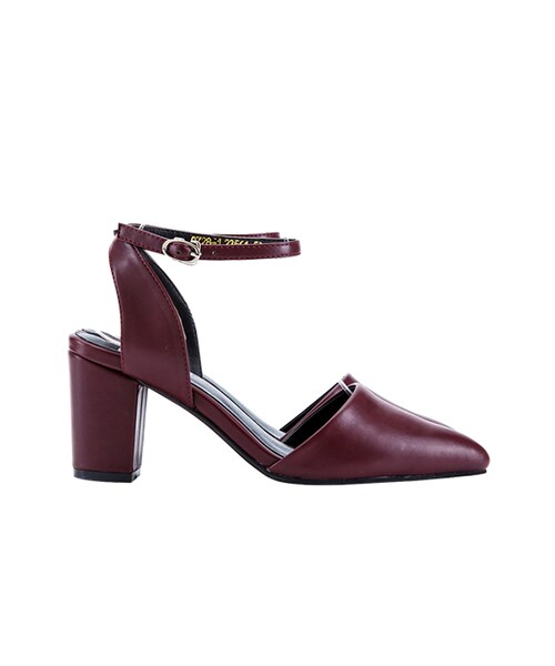 gracegift（グレースギフト）の「尖頭繞踝復古跟鞋（シューズ・レディース・酒紅・35/36/37/38/39/40/41）」の2枚目の写真